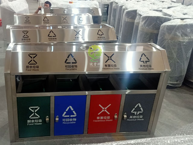 斜切面戶(hù)外不銹鋼四分類(lèi)垃圾桶廠家批發(fā)