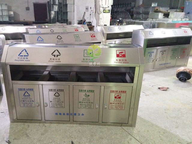 斜切面戶(hù)外不銹鋼四分類(lèi)垃圾桶廠家批發(fā)