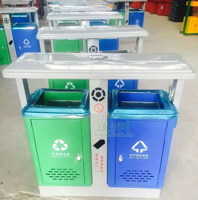 戶外鐵垃圾桶2分類(lèi)噴塑工廠制作圖