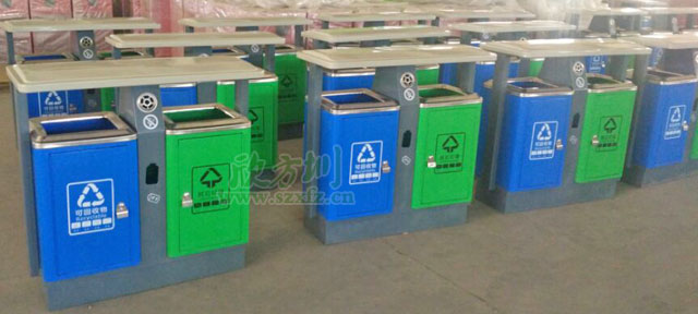 戶外鐵垃圾桶2分類(lèi)噴塑工廠制作圖