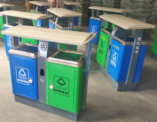 戶外鐵垃圾桶2分類(lèi)噴塑工廠制作圖